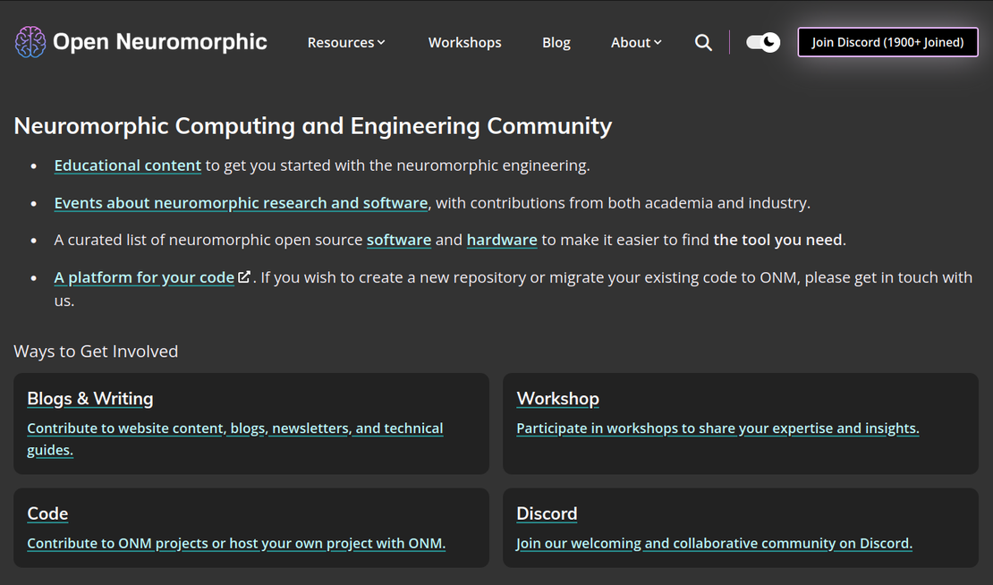 Open Neuromorphic Community Enablement & Visibility